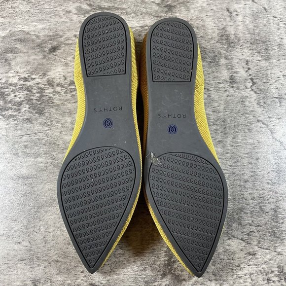 Rothy’s The Point Authentic Ballet Flats Marigold Yellow Knit Flats Size 8.5 - Picture 8 of 9